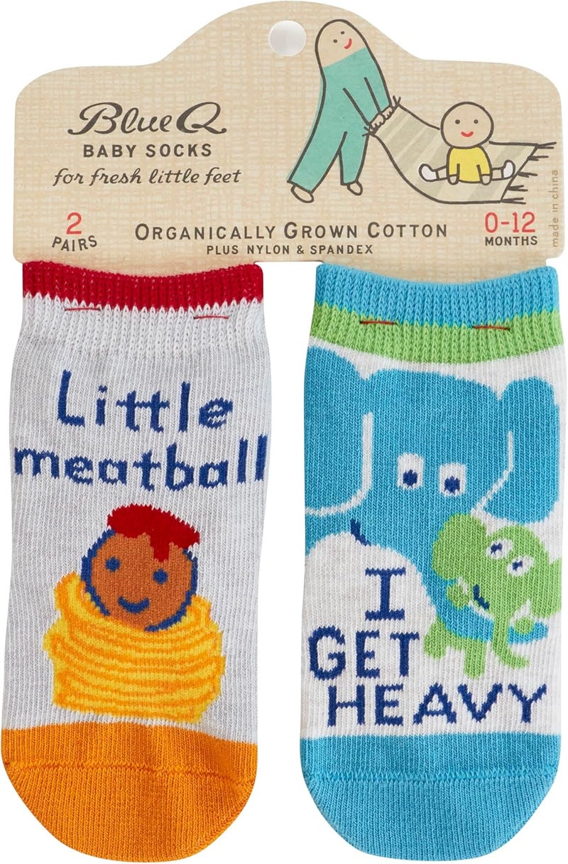 Blue Q Funny Baby Socks 2 Pairs - Gender Neutral Cute Baby Socks for 0-12 Months, Organically Grown Cotton, Newborn Essential - Image 1